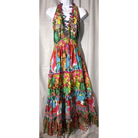 Antica Sartoria Dresses & Skirts - NWT Antica Sartoria Giacomo Cinque Frida Kahlo Boho Maxi Dress Halter Open Back